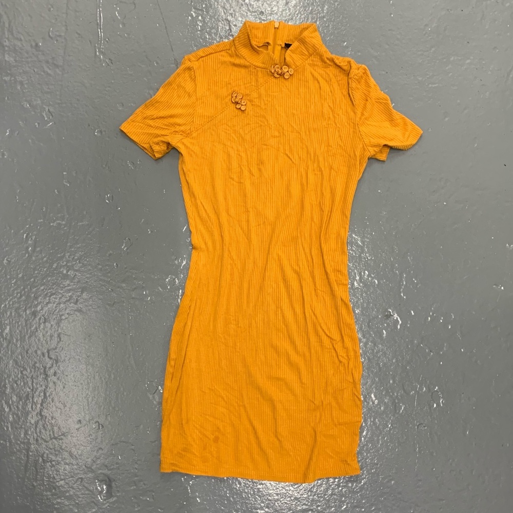 Mandarin Collar Mini Dress